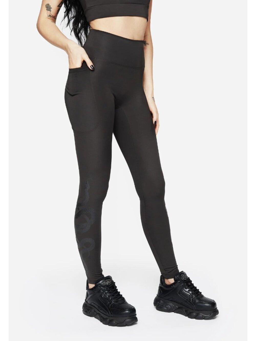 Disturbia Venin Snake Athleisure Leggings Charcoal Gray Size US 12 - Picture 6 of 6